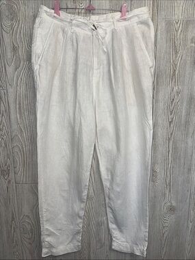 Zara White Linen-Blend Relaxed Drawstring Trousers